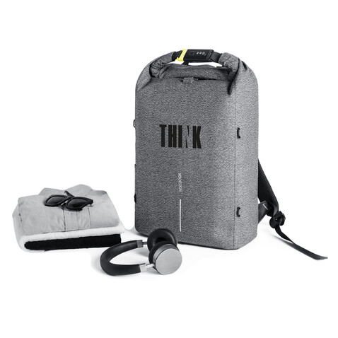 Urban schnitthemmender Anti-Diebstahl-Rucksack grau, schwarz bedrucken, Art.-Nr. P705.642 Urban schnitthemmender Anti-Diebstahl-Rucksack grau, schwarz bedrucken, Art.-Nr. P705.642