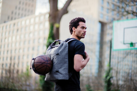 Urban schnitthemmender Anti-Diebstahl-Rucksack grau, schwarz bedrucken, Art.-Nr. P705.642 Urban schnitthemmender Anti-Diebstahl-Rucksack grau, schwarz bedrucken, Art.-Nr. P705.642