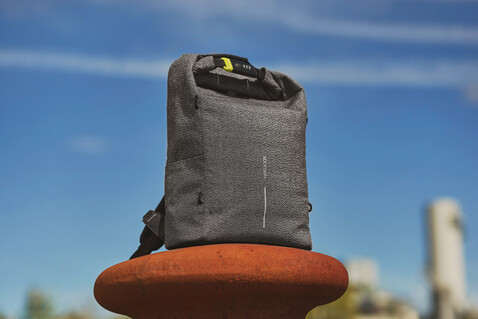 Urban schnitthemmender Anti-Diebstahl-Rucksack grau, schwarz bedrucken, Art.-Nr. P705.642 Urban schnitthemmender Anti-Diebstahl-Rucksack grau, schwarz bedrucken, Art.-Nr. P705.642