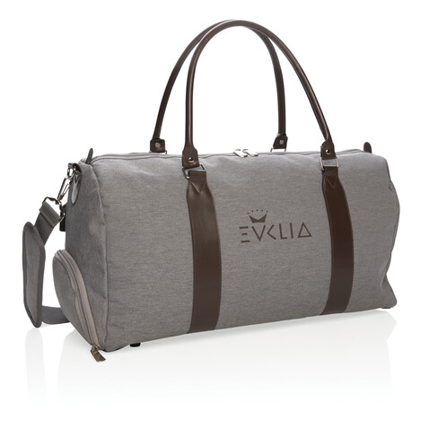 Wochenendtasche mit USB A-Ausgang grau bedrucken, Art.-Nr. P707.052 Wochenendtasche mit USB A-Ausgang grau bedrucken, Art.-Nr. P707.052
