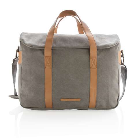 Canvas Laptop-Tasche, PVC-frei grau bedrucken, Art.-Nr. P729.352