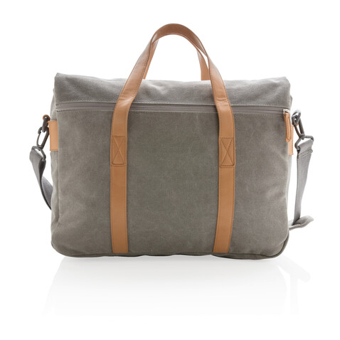 Canvas Laptop-Tasche, PVC-frei grau bedrucken, Art.-Nr. P729.352