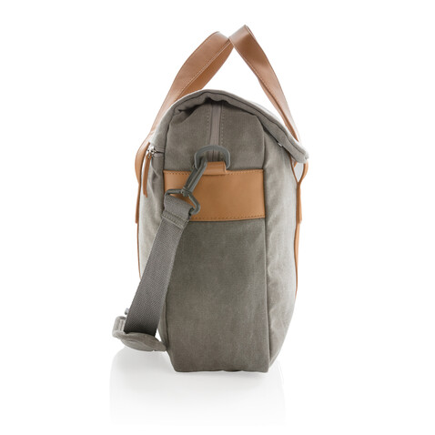 Canvas Laptop-Tasche, PVC-frei grau bedrucken, Art.-Nr. P729.352