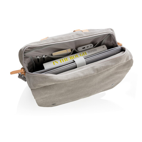 Canvas Laptop-Tasche, PVC-frei grau bedrucken, Art.-Nr. P729.352
