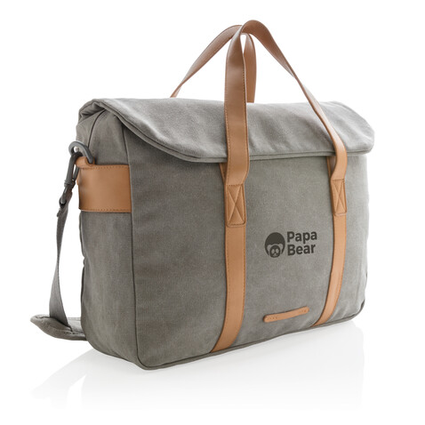Canvas Laptop-Tasche, PVC-frei grau bedrucken, Art.-Nr. P729.352