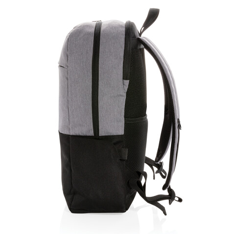 Moderner 15.6" USB &amp; RFID Laptop-Rucksack, PVC-frei schwarz bedrucken, Art.-Nr. P760.051