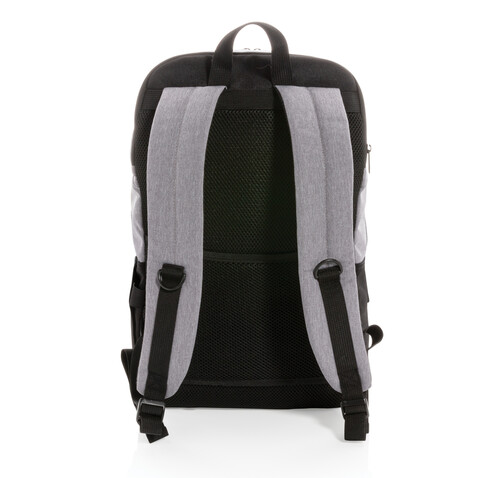 Moderner 15.6" USB &amp; RFID Laptop-Rucksack, PVC-frei schwarz bedrucken, Art.-Nr. P760.051