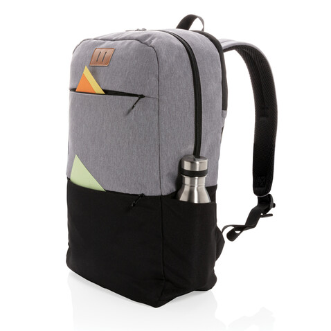 Moderner 15.6" USB &amp; RFID Laptop-Rucksack, PVC-frei schwarz bedrucken, Art.-Nr. P760.051