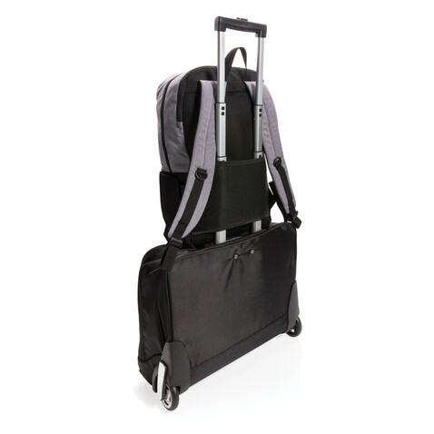 Moderner 15.6" USB &amp; RFID Laptop-Rucksack, PVC-frei schwarz bedrucken, Art.-Nr. P760.051