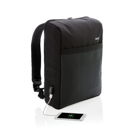 Swiss Peak 15" Anti-Diebstahl RFID & USB Rucksack schwarz bedrucken, Art.-Nr. P762.371 Swiss Peak 15" Anti-Diebstahl RFID & USB Rucksack schwarz bedrucken, Art.-Nr. P762.371
