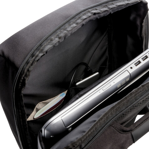 Swiss Peak 15" Anti-Diebstahl RFID & USB Rucksack schwarz bedrucken, Art.-Nr. P762.371 Swiss Peak 15" Anti-Diebstahl RFID & USB Rucksack schwarz bedrucken, Art.-Nr. P762.371