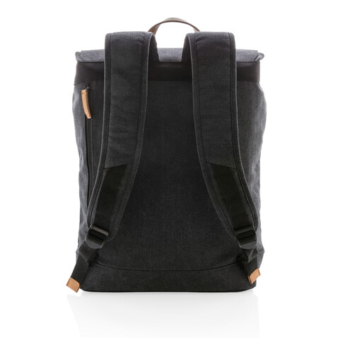 Canvas Laptop-Rucksack, PVC-frei schwarz bedrucken, Art.-Nr. P762.461