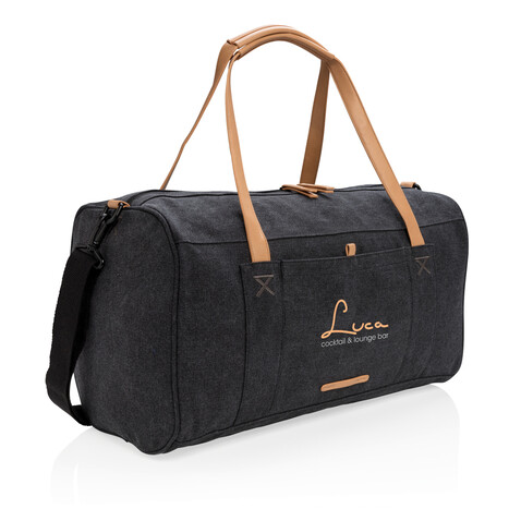 Canvas Reisetasche, PVC-frei schwarz bedrucken, Art.-Nr. P762.471