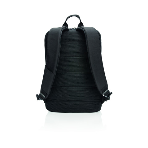 Madrid Anti-Diebstahl RFID USB Laptop-Rucksack schwarz, schwarz bedrucken, Art.-Nr. P762.511