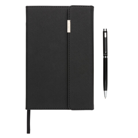 Swiss Peak Deluxe A5 Notizbuch mit Stift schwarz bedrucken, Art.-Nr. P772.921