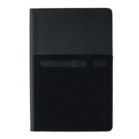 A5 Deluxe Notizbuch mit Fächern schwarz bedrucken, Art.-Nr. P773.011