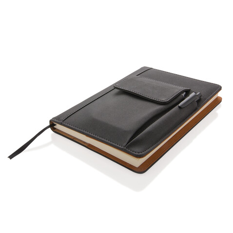 Notizbuch mit Telefontasche schwarz bedrucken, Art.-Nr. P773.071