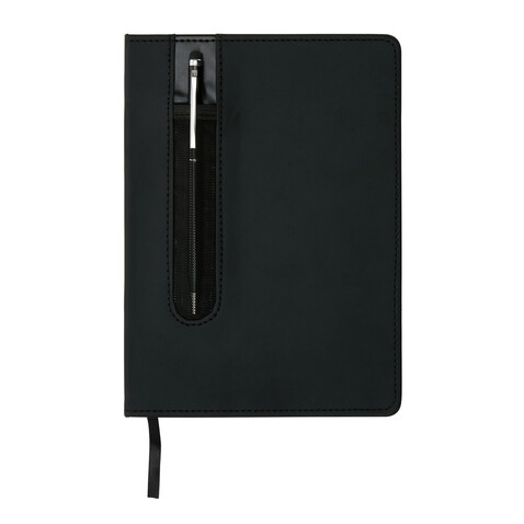 Basic Hardcover PU A5 Notizbuch mit Stylus-Stift schwarz bedrucken, Art.-Nr. P773.311 Basic Hardcover PU A5 Notizbuch mit Stylus-Stift schwarz bedrucken, Art.-Nr. P773.311