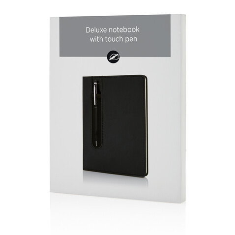 Basic Hardcover PU A5 Notizbuch mit Stylus-Stift schwarz bedrucken, Art.-Nr. P773.311 Basic Hardcover PU A5 Notizbuch mit Stylus-Stift schwarz bedrucken, Art.-Nr. P773.311