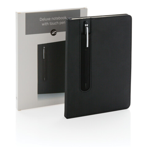 Basic Hardcover PU A5 Notizbuch mit Stylus-Stift schwarz bedrucken, Art.-Nr. P773.311 Basic Hardcover PU A5 Notizbuch mit Stylus-Stift schwarz bedrucken, Art.-Nr. P773.311