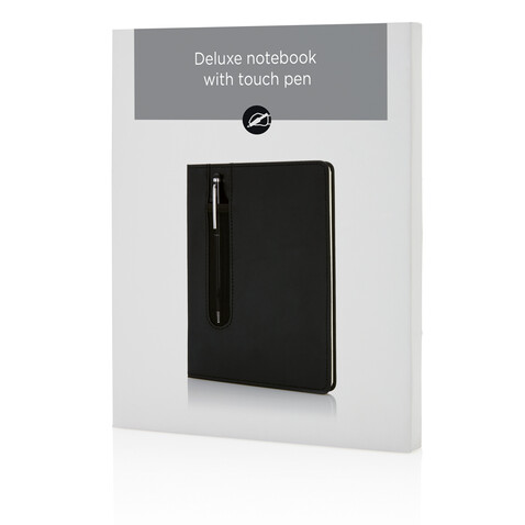 Basic Hardcover PU A5 Notizbuch mit Stylus-Stift schwarz bedrucken, Art.-Nr. P773.311 Basic Hardcover PU A5 Notizbuch mit Stylus-Stift schwarz bedrucken, Art.-Nr. P773.311
