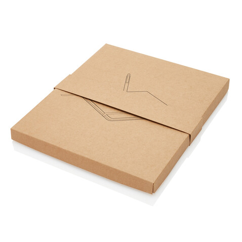 Kork A5 Notizbuch mit Bambus Stift und Stylus braun bedrucken, Art.-Nr. P773.779