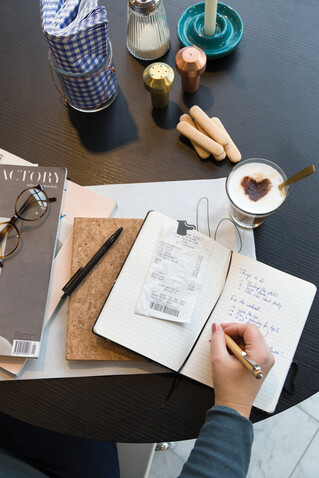 Kork A5 Notizbuch mit Bambus Stift und Stylus braun bedrucken, Art.-Nr. P773.779