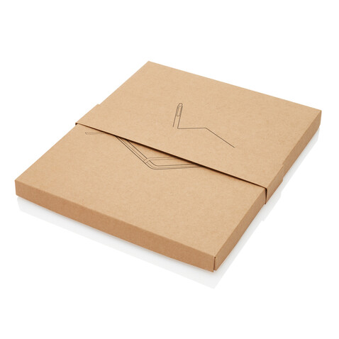 Kork A5 Notizbuch mit Bambus Stift und Stylus braun bedrucken, Art.-Nr. P773.779