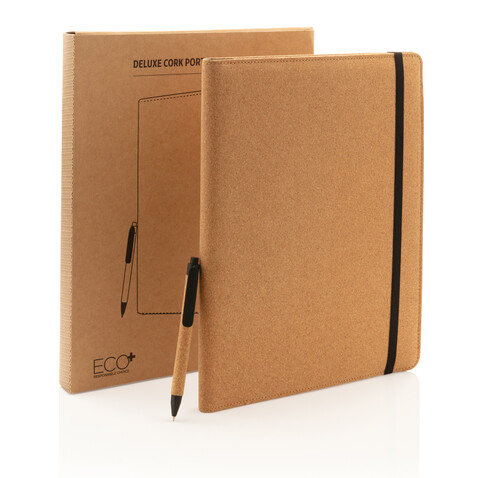 Deluxe Kork Portfolio A4 mit Stift braun bedrucken, Art.-Nr. P774.131