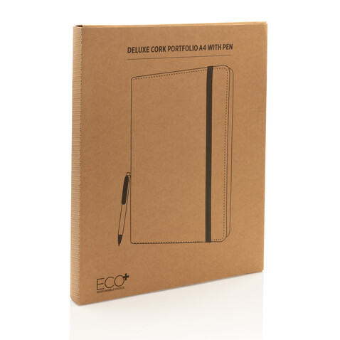 Deluxe Kork Portfolio A4 mit Stift braun bedrucken, Art.-Nr. P774.131