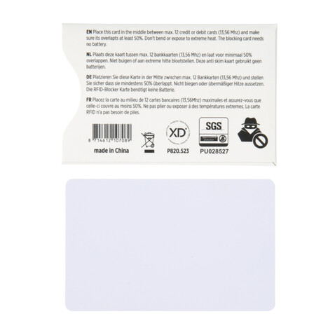 RFID Anti-Skimming-Karte mit aktivem Störchip weiß bedrucken, Art.-Nr. P820.523