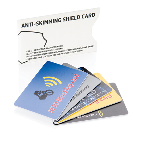 RFID Anti-Skimming-Karte mit aktivem Störchip weiß bedrucken, Art.-Nr. P820.523