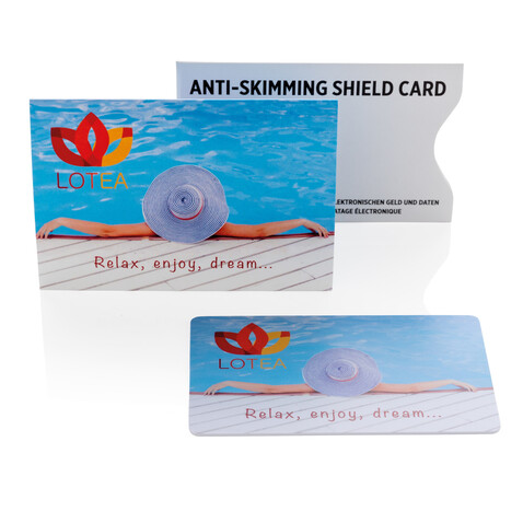 RFID Anti-Skimming-Karte mit aktivem Störchip weiß bedrucken, Art.-Nr. P820.523