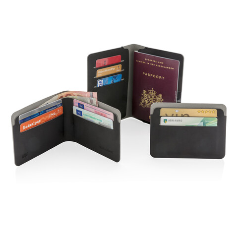 Quebec RFID Kartenhalter schwarz, grau bedrucken, Art.-Nr. P820.671