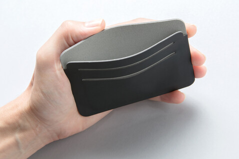 Quebec RFID Kartenhalter schwarz, grau bedrucken, Art.-Nr. P820.671