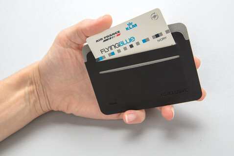 Quebec RFID Kartenhalter schwarz, grau bedrucken, Art.-Nr. P820.671