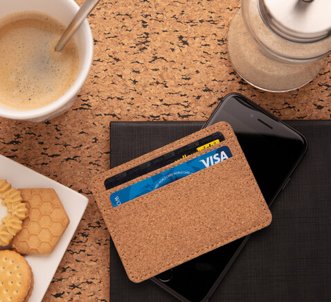 Kork RFID Slim-Wallet braun bedrucken, Art.-Nr. P820.879