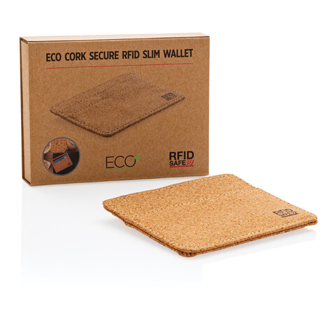 Kork RFID Slim-Wallet braun bedrucken, Art.-Nr. P820.879