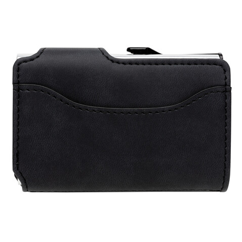 Aluminium RFID Kartenhalter mit PU-Börse schwarz bedrucken, Art.-Nr. P850.341 Aluminium RFID Kartenhalter mit PU-Börse schwarz bedrucken, Art.-Nr. P850.341