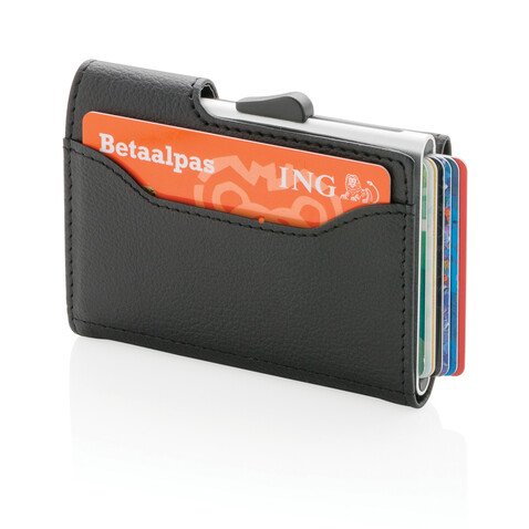 C-Secure RFID Kartenhalter und Geldbörse schwarz, silber bedrucken, Art.-Nr. P850.511