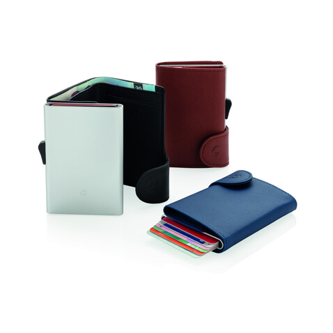 C-Secure RFID Kartenhalter und Geldbörse schwarz, silber bedrucken, Art.-Nr. P850.511