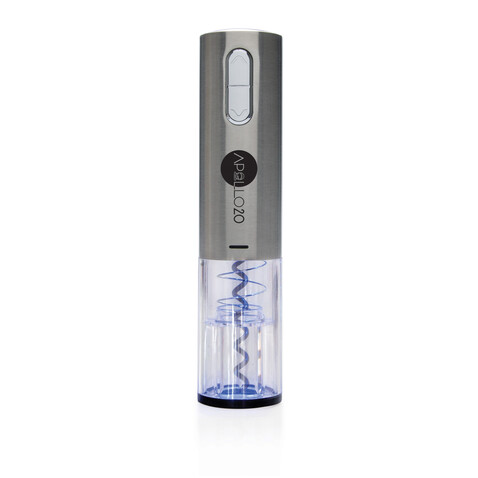 Elektronischer Weinöffner - USB aufladbar grau bedrucken, Art.-Nr. P911.392