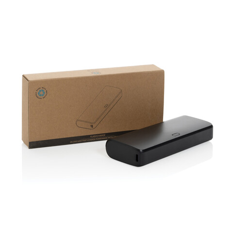 FlashCharge 20.000mAh Fast-Charge Powerbank aus RCS rPlastik schwarz bedrucken, Art.-Nr. P322.481 FlashCharge 20.000mAh Fast-Charge Powerbank aus RCS rPlastik schwarz bedrucken, Art.-Nr. P322.481