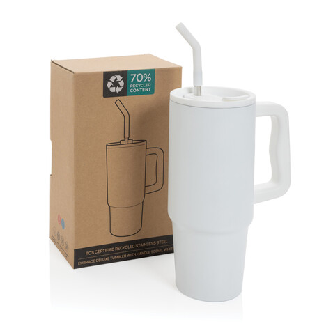 Embrace Deluxe Becher aus RCS recyceltem Edelstahl 900ml weiß bedrucken, Art.-Nr. P437.3003 Embrace Deluxe Becher aus RCS recyceltem Edelstahl 900ml weiß bedrucken, Art.-Nr. P437.3003