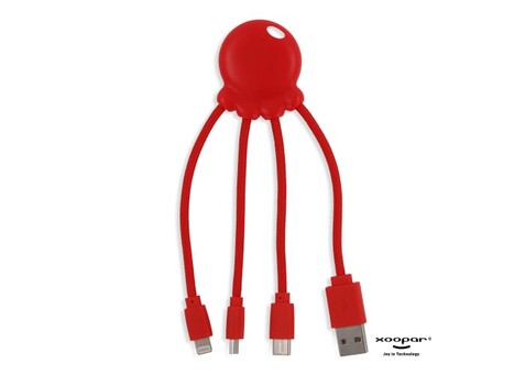 2087 | Xoopar Octopus Charging cable - Rot bedrucken, Art.-Nr. LT41005-N0021 2087 | Xoopar Octopus Charging cable - Rot bedrucken, Art.-Nr. LT41005-N0021