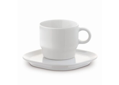 Tasse Viereck Teller Satellite 180ml - Weiss bedrucken, Art.-Nr. LT51481-N0001