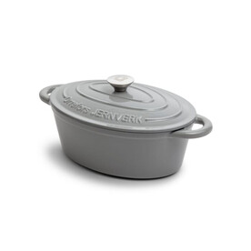 Orrefors Jernverk Emaillierte Ovale Eisenpfanne 3.5L - Hellgrau bedrucken, Art.-Nr. LT54010-N0062