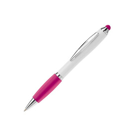 Kugelschreiber Hawaï Stylus weiß - Weiss / Rosa bedrucken, Art.-Nr. LT80433-N0176