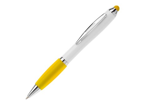 Kugelschreiber Hawaï Stylus weiß - Weiss / Gelb bedrucken, Art.-Nr. LT80433-N0141 Kugelschreiber Hawaï Stylus weiß - Weiss / Gelb bedrucken, Art.-Nr. LT80433-N0141