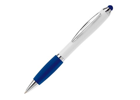 Kugelschreiber Hawaï Stylus weiß - Weiss / Dunkelblau bedrucken, Art.-Nr. LT80433-N0110 Kugelschreiber Hawaï Stylus weiß - Weiss / Dunkelblau bedrucken, Art.-Nr. LT80433-N0110